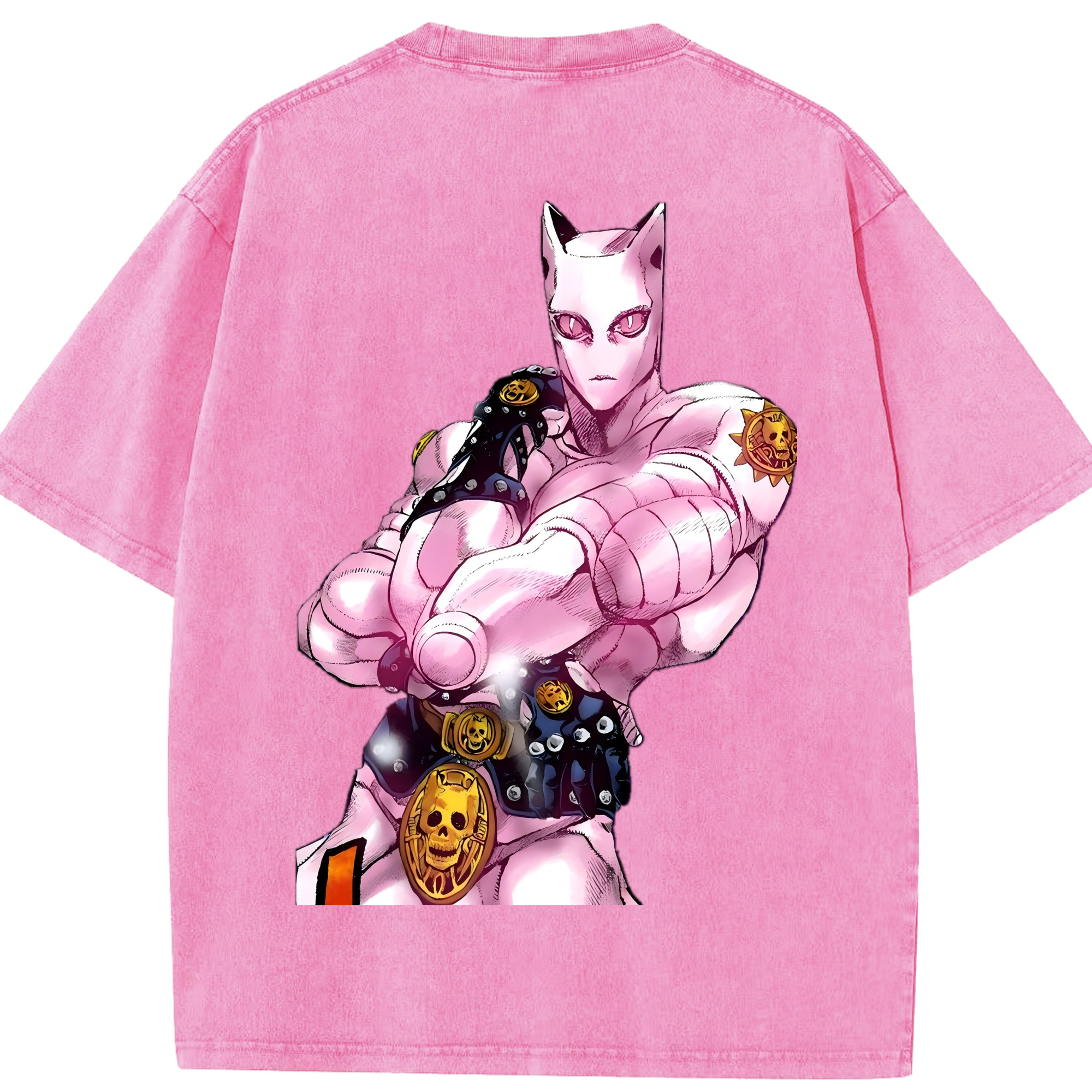 （画像用） ジョジョの奇妙な冒険 きら よしかげ JoJo's Bizarre Adventure Kira Yoshikage 綿100% ヴィンテージ風 半袖Tシャツ（背面プリント）